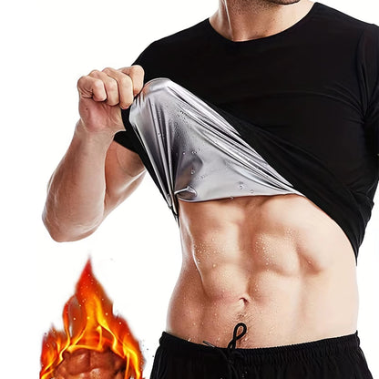 Sauna Sweat Suit Shapewear Top Short Sleeves Men Performance T-Shirt Comfortable Workout Tee Men'S Body