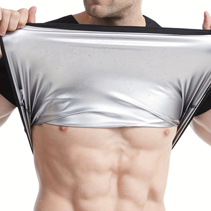 Sauna Sweat Suit Shapewear Top Short Sleeves Men Performance T-Shirt Comfortable Workout Tee Men'S Body
