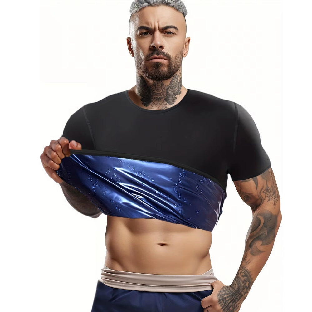 Sauna Sweat Suit Shapewear Top Short Sleeves Men Performance T-Shirt Comfortable Workout Tee Men'S Body